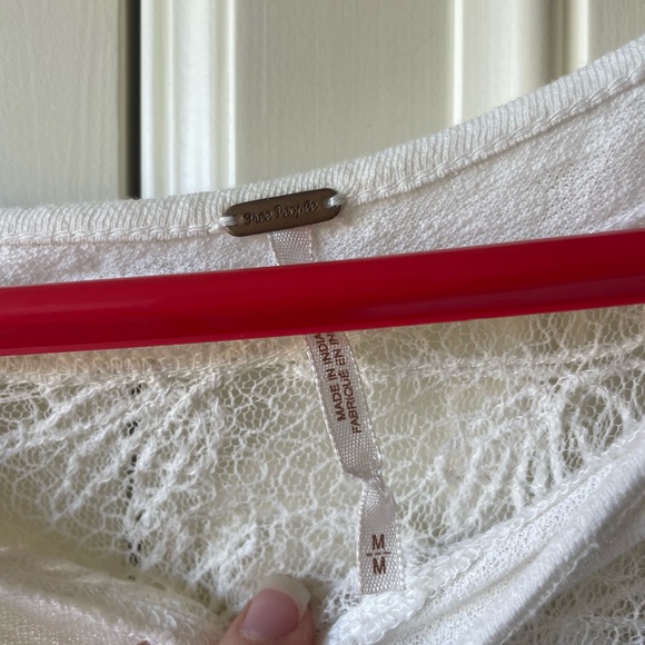 Free People Gauzy Lace Boho Blouse Size M - Picture 4 of 6